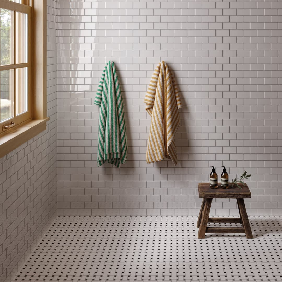 Le Cafe 1" x 2" Basket Weave Porcelain Mosaic Tile in Matte White/Black W/Glossy Dot - fneknyu5hp9bizzvi3uv@2x.jpg