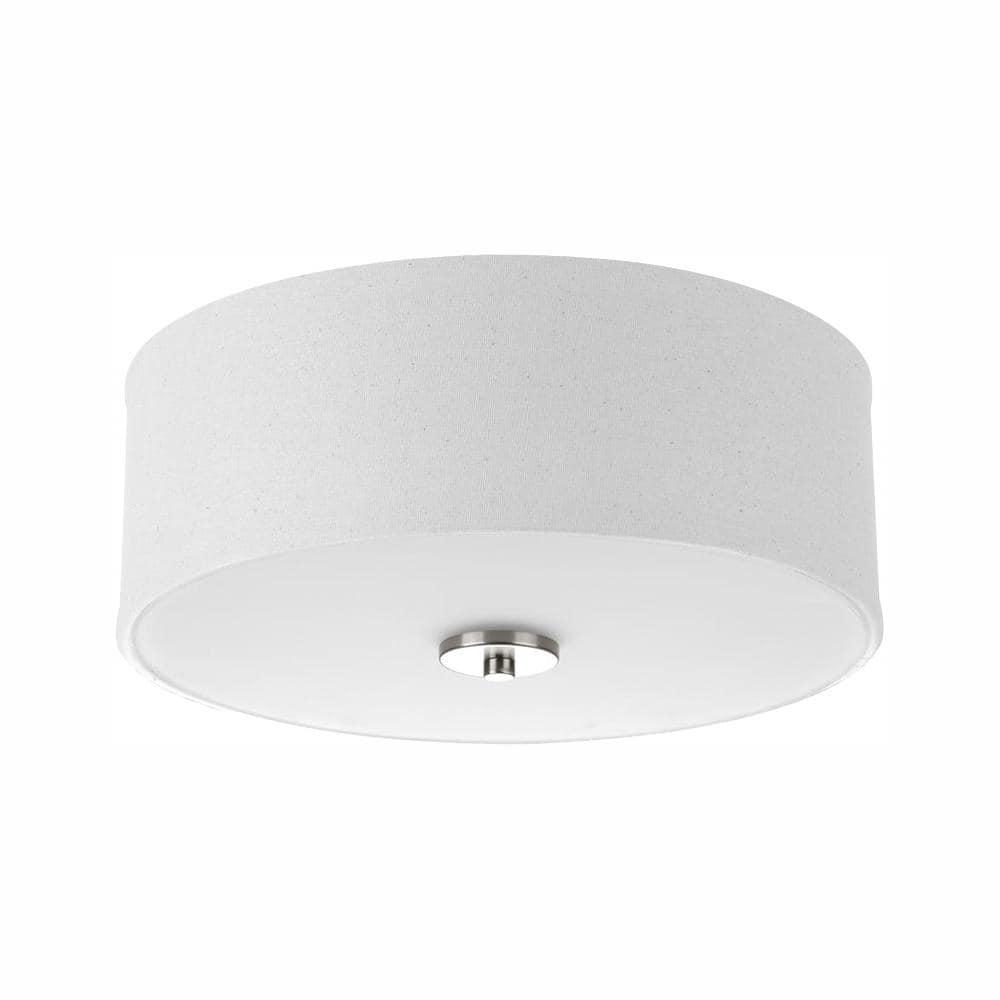 Inspire Collection 13 in. Transitional Brushed Nickel LED Bedroom Drum Shade Ceiling Light with White Linen Shade - fodzyk3uzfqvkrivia6x@2x.jpg
