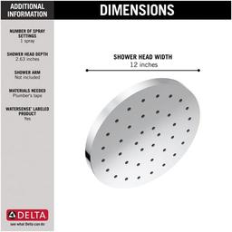 Universal Showering 12" Round 2.5 GPM Single Function Rain Shower Head with H2Okinetic Technology - foeeffmxadmwapu1nomt_x500.jpg