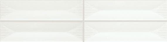 Color Story Pinstripes Ice White Rectangle, Fluted 2X8 Glossy