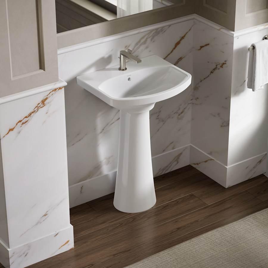 Cimarron 21" Pedestal Bathroom Sink with 1 Hole Drilled and Overflow