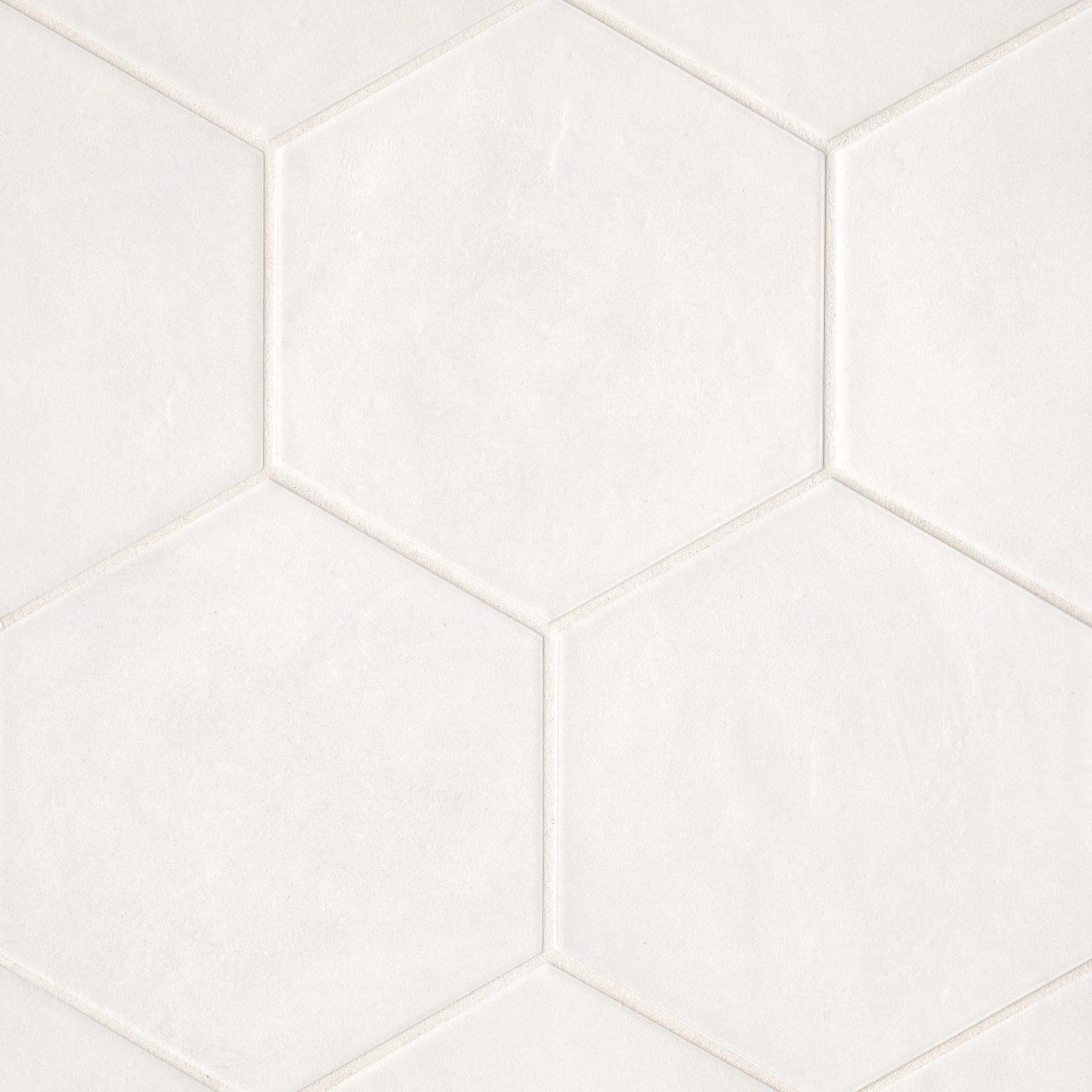 Allora 8.5" x 10" Hexagon Matte Porcelain Tile in Solid White