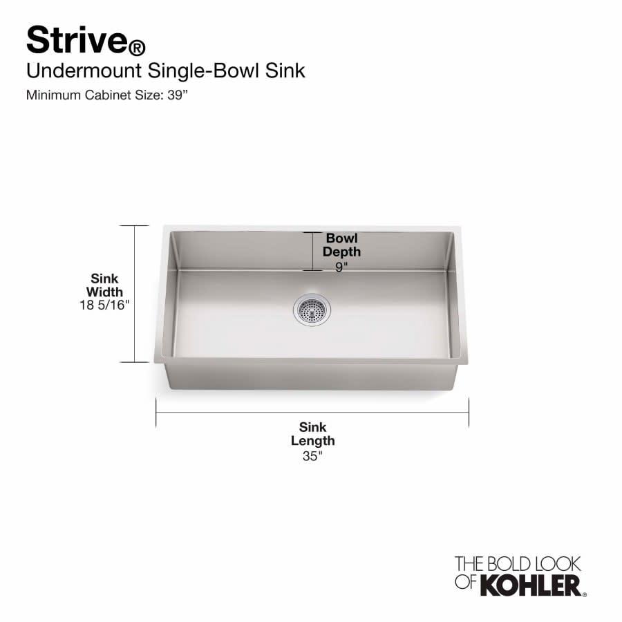 Strive 35" Single Basin Undermount 16-Gauge Stainless Steel Kitchen Sink with SilentShield with Accessories Included - fxknwpywdbpxju14bghh@2x.jpg