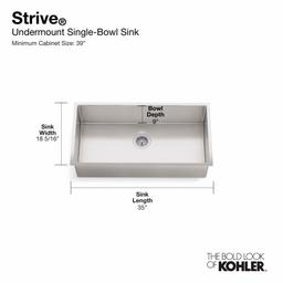 Strive 35" Single Basin Undermount 16-Gauge Stainless Steel Kitchen Sink with SilentShield with Accessories Included - fxknwpywdbpxju14bghh@2x.jpg