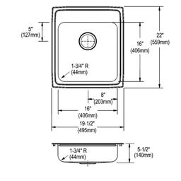 Lustertone™ Classic Single Bowl Kitchen Sink, Top Mount, ADA, 19-1/2 x 22 in, 5-3/8 in Bowl Depth, 3-Hole, 18 ga Lustrous Satin Steel, Stainless - g09brrsukhucgjvvfbky@2x.jpg