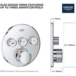Grohtherm Triple Function Thermostatic Valve Trim Only with Triple Knob Handles and Volume Control - Less Rough In - g516at6cs2ykrgoitrut_x500.jpg