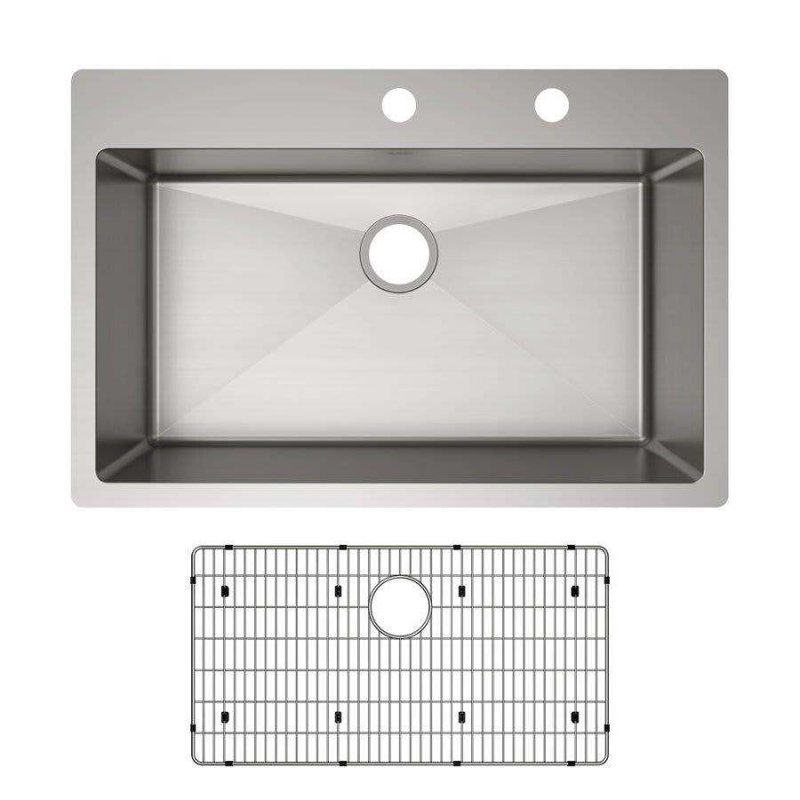 Crosstown® Single Bowl Kitchen Sink, Top/Under Mount, 33 x 22 in, 9 in Bowl Depth, 2-Hole, 18 ga Polished Satin Steel, Stainless - gaenktyzdzn3q4vjg0tr@2x.jpg