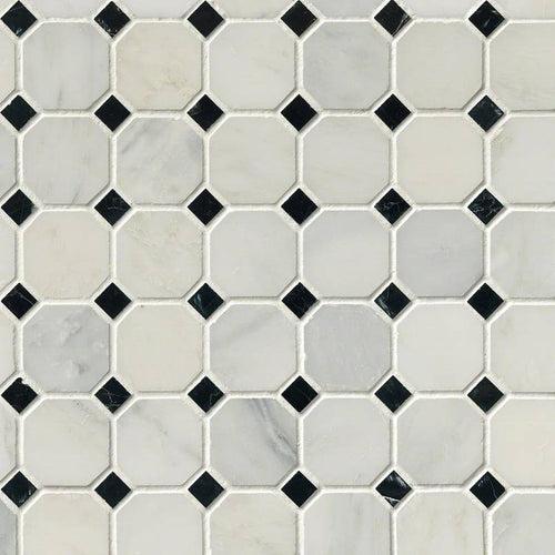 Arabescato Cararra 2" Octagon with Black and White 5//8 Honed in 12x12 Mesh - gcxm0ptlmdvioi77o6gc_x500.jpg