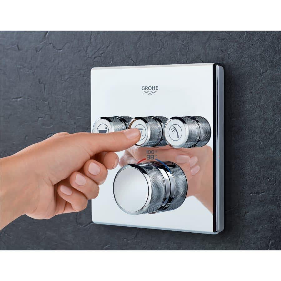 Grohtherm Three Function Thermostatic Valve Trim Only with Four Knob / Push Button Handles, Integrated Diverter, and Volume Control - Less Rough In - gdklevcknuyxffgwe0db@2x.jpg
