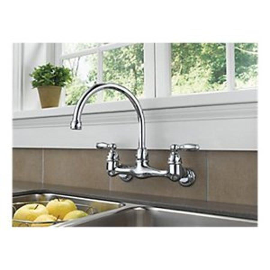 Kitchen Faucet, Wall Mount, ADA, 2 Lever Handle, 2-Hole, Polished Chrome - ghpmlvedqzw3zko187uu@2x.jpg