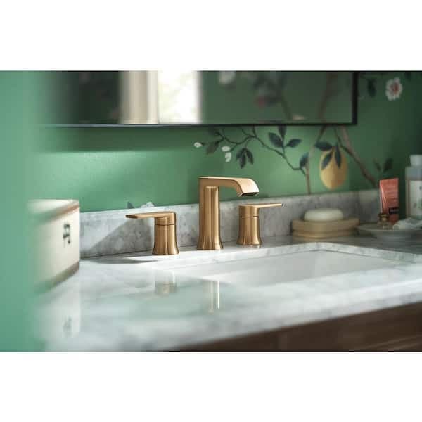 MOEN Genta 8 in. Widespread Double Handle Bathroom Faucet in Bronzed Gold (Valve Included) 84763BZG - goynybuwmzipk6nwn4xf@2x.jpg