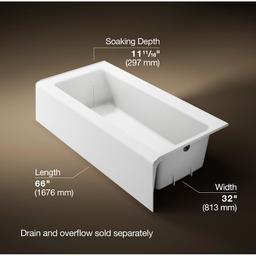 Bellwether Bath Tub 66" L x 32" W Cast Iron Soaking for Three Wall Alcove Installations with Integral Apron and Right Drain - gpdwjgimp6qqkwki9zid@2x.jpg
