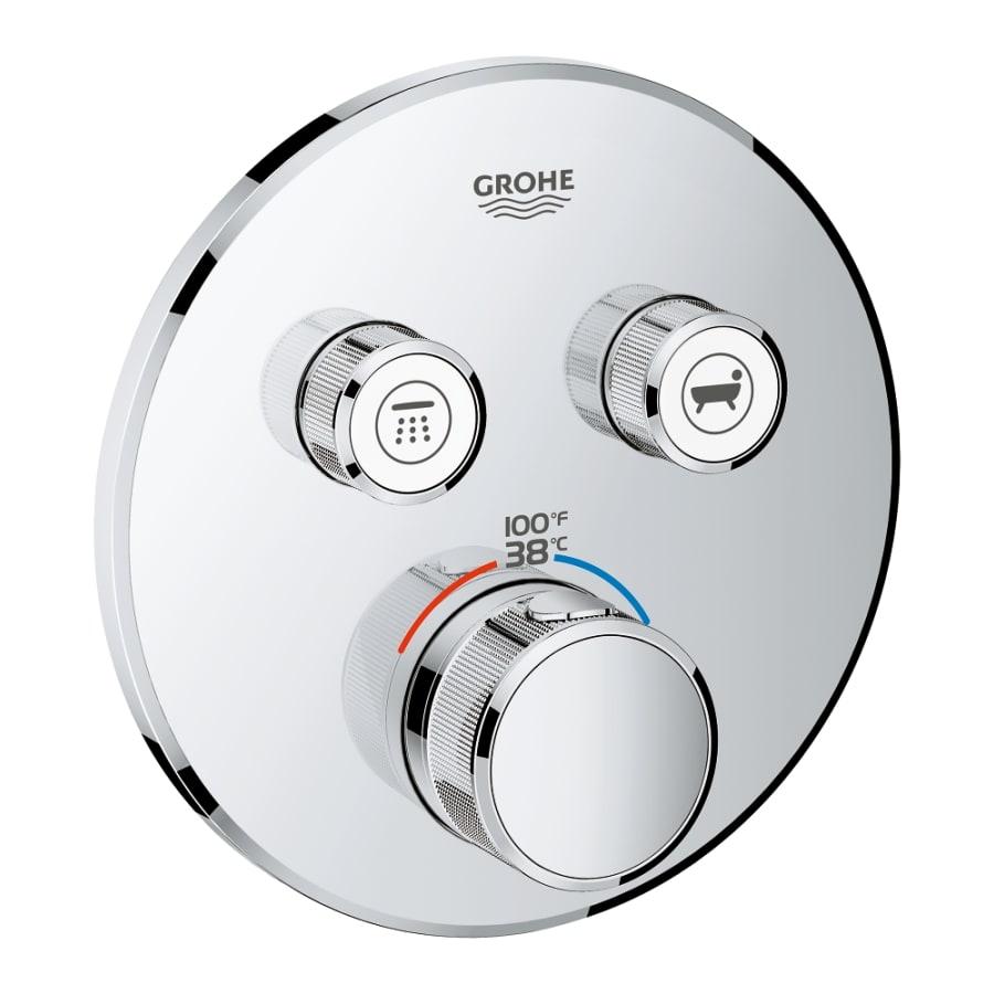 Grohtherm Dual Function Thermostatic Valve Trim Only with Triple Knob Handles and Volume Control - Less Rough In - grohe-29137000-428431@2x.jpg