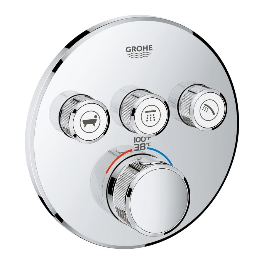 Grohtherm Triple Function Thermostatic Valve Trim Only with Triple Knob Handles and Volume Control - Less Rough In - grohe-29138000-428431@2x.jpg