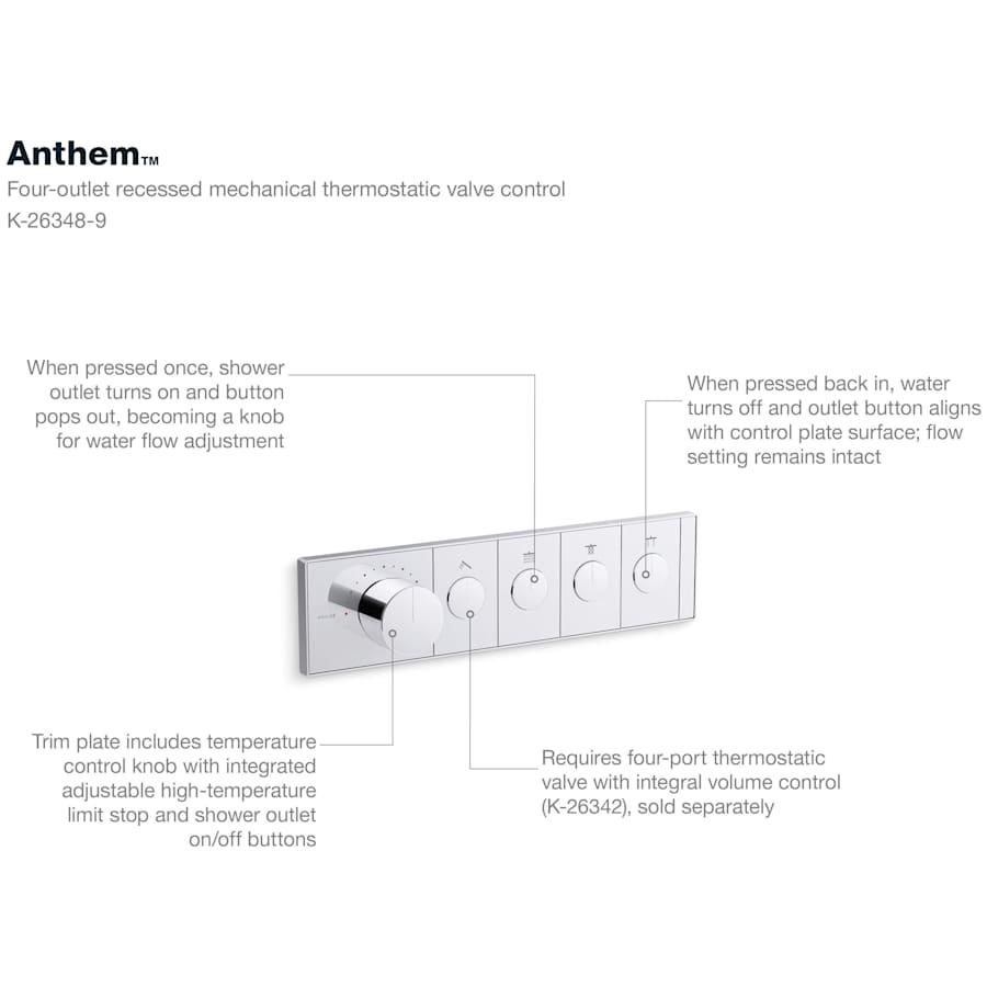 Anthem Four Function Thermostatic Valve Trim Only with Single Knob Handle, Integrated Diverter, and Volume Control - Less Rough In - gtraupxw8x6cm0o1kri3@2x.jpg