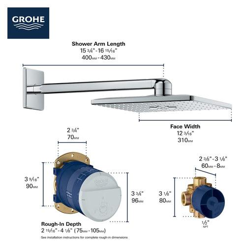 Rainshower 1.75 GPM Multi Function Square Shower Head with Shower Arm, Flange, and Rough-In Set - gvjbfybx30uew5r8nbka_x500.jpg