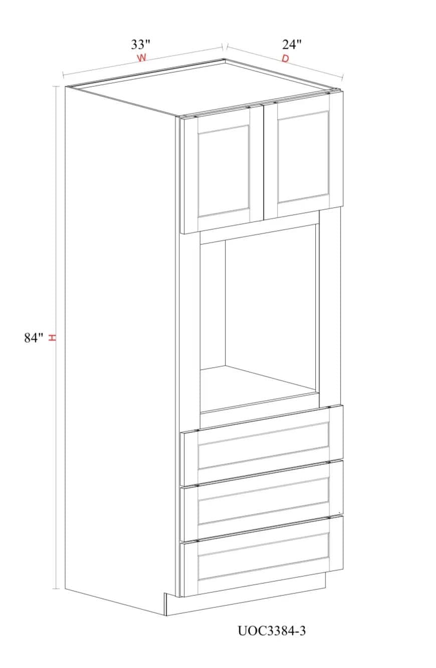Oven Pantry Cabinet- 33"W x 84"H x 24"D - 2D, 3DRW