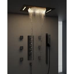YAWWALK Thermostatic 15-Spray Ceiling Mount 23 x 15 in. Rectangle LED Mood Lighting Shower System with Valve in Matte Black CR1-S025-BI-1 - h5vbard9bhl7wtazhmn8@2x.jpg