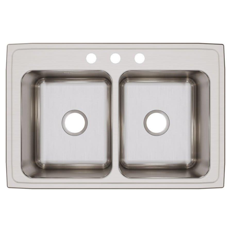 Lustertone™ Classic Double Bowl Kitchen Sink, Top Mount, 33 x 22 in, 10 in Bowl Depth, 3-Hole, 18 ga Lustrous Satin Steel, Stainless - hevq8ebpqapdvsgnykst@2x.jpg