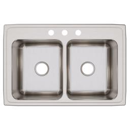 Lustertone™ Classic Double Bowl Kitchen Sink, Top Mount, 33 x 22 in, 10 in Bowl Depth, 3-Hole, 18 ga Lustrous Satin Steel, Stainless - hevq8ebpqapdvsgnykst@2x.jpg