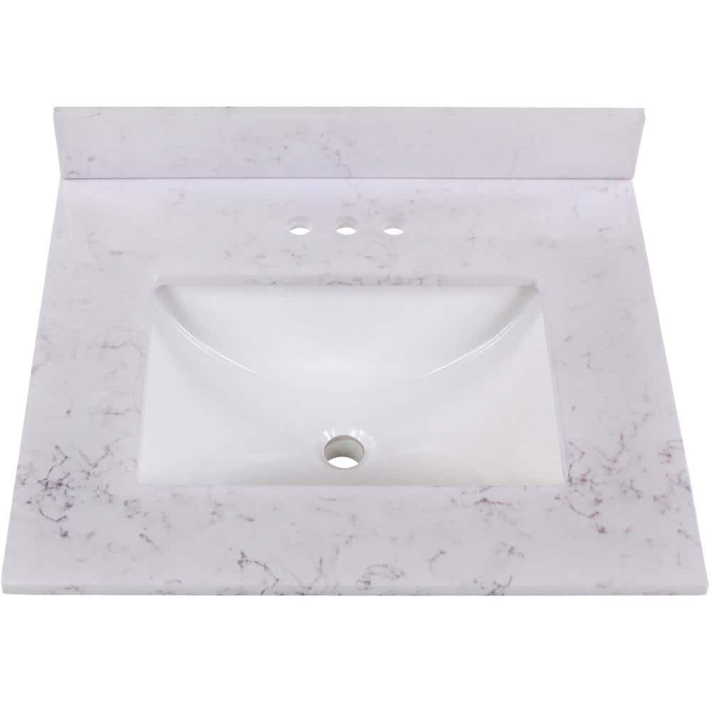 25 in. W x 22 in. D Cultured Marble White Rectangular Single Sink Vanity Top in Pulsar - hmmkkuf5qkdjqqiryu4v@2x.jpg