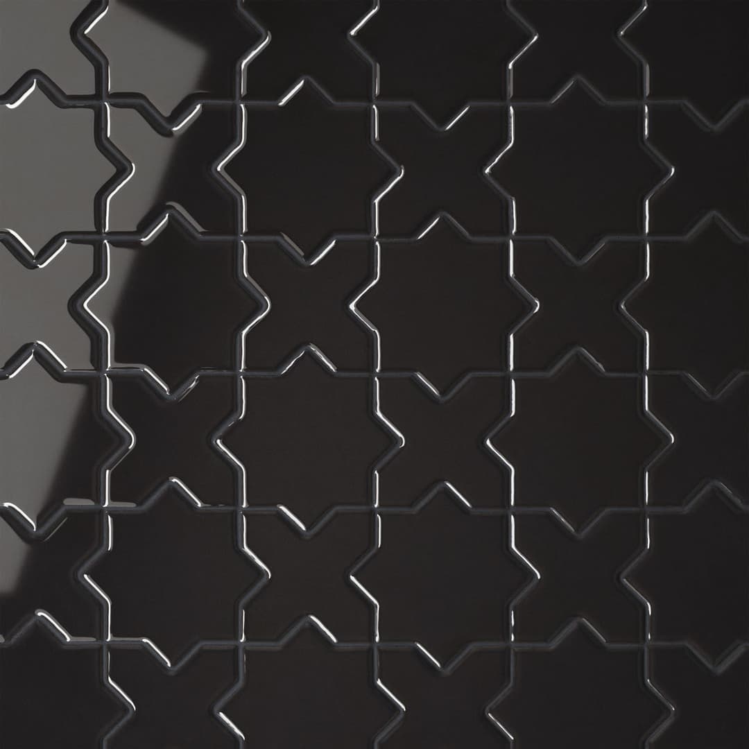 Le Cafe 2" x 2" Cross and Star Glossy Porcelain Mosaic Tile in Black - honvdcf0knskspmfwlzi@2x.jpg