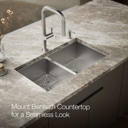 Vault 33" Double Basin Top-Mount/Under-Mount 18-Gauge Stainless Steel Kitchen Sink with SilentShield and Bottom Sink Rack - hpbjuksj1mdjzvgyalee@2x.jpg