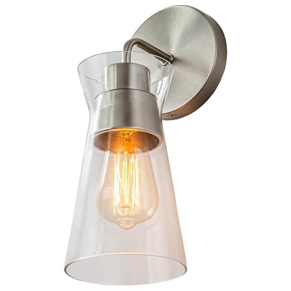 1-Light Brushed Nickel Wall Sconce with Clear Glass - hpdhhpgrswcfn1fned7u@2x.jpg
