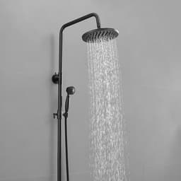 BWE 2-Spray Outdoor Wall Bar Shower Kit 8 in. Round Rain Shower Head with Hand Shower and 2 Cross Knobs in Matte Black A-98015-B - hu9xcqmkv5wnrxzj4lc2@2x.jpg