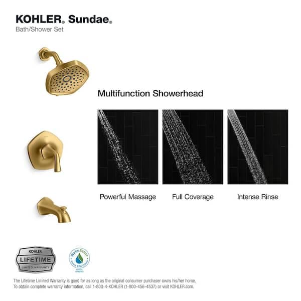 KOHLER Sundae Single-Handle 3-Spray Tub and Shower Faucet 1.75 GPM in Vibrant Brushed Moderne Brass (Valve Included) R28798-4G-2MB - i05gxf2gkj168zgmtayh@2x.jpg