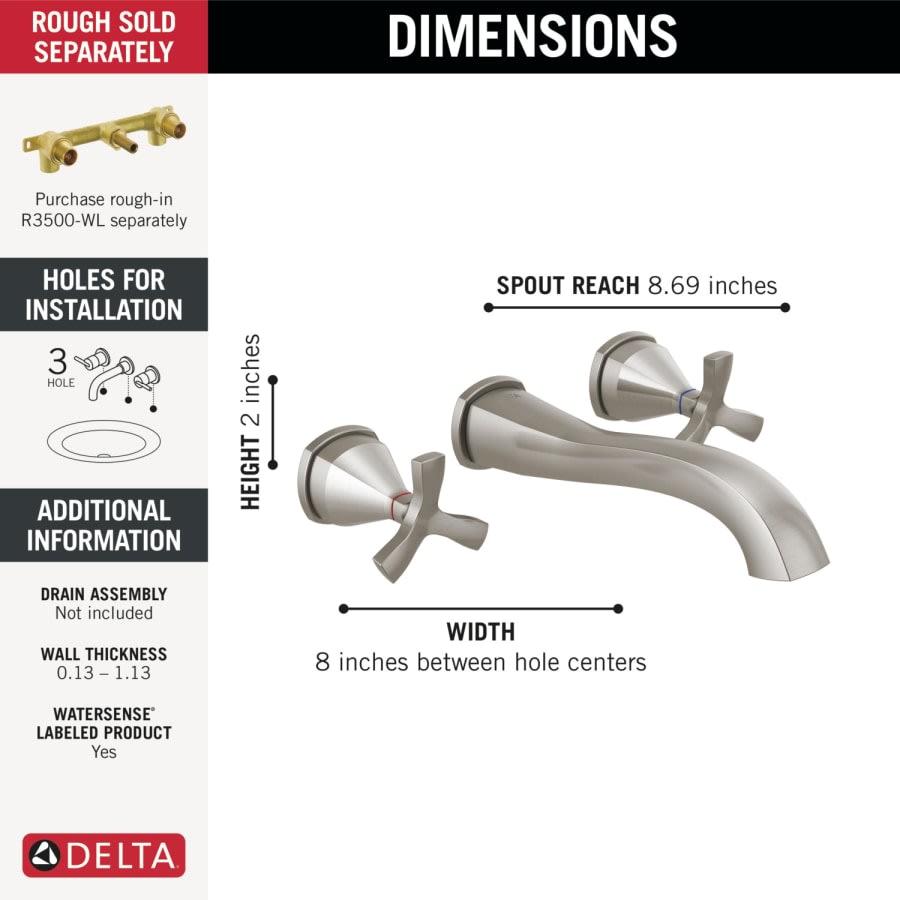 Stryke 1.2 GPM Wall Mounted Widespread Bathroom Faucet with Cross Handles Less Valve - Limited Lifetime Warranty - i0gfo13givhqmbvrwlfz@2x.jpg