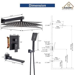 CASAINC 1-Handle 3-Spray Pattern 12 in. Wall Mount Shower Set Shower Head, Tub and Shower Faucet, Matte Black (Valve Included) WF-W98103H-12 - i2twfy4xrfmjrtgoojjj@2x.jpg