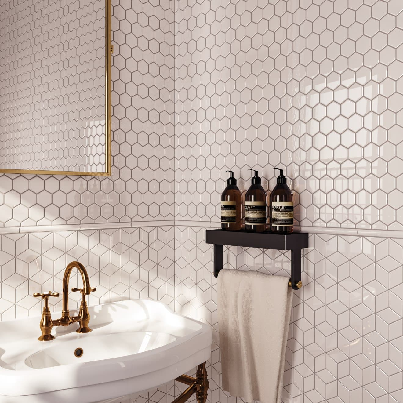 Le Cafe 2" x 2" Hexagon Glossy Porcelain Mosaic Tile in White - i5ykq2zh3cnpzgabpa5q@2x.jpg