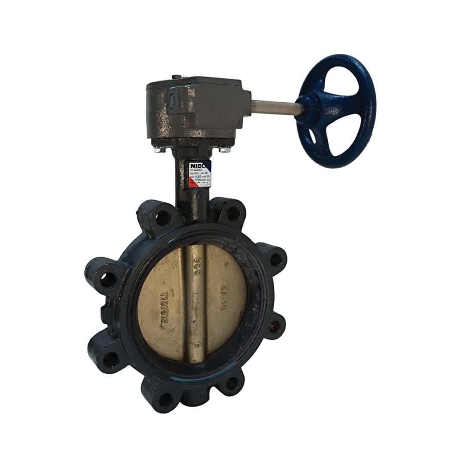 Lug Style Butterfly Valve, Gear Operator, 2 in, Flange, Ductile Iron