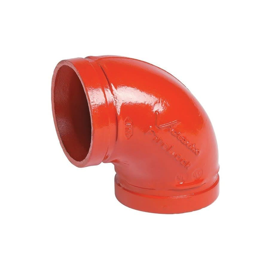 Short Radius 90 deg Elbow, 3 in, Groove, Ductile Iron, Enamel Painted