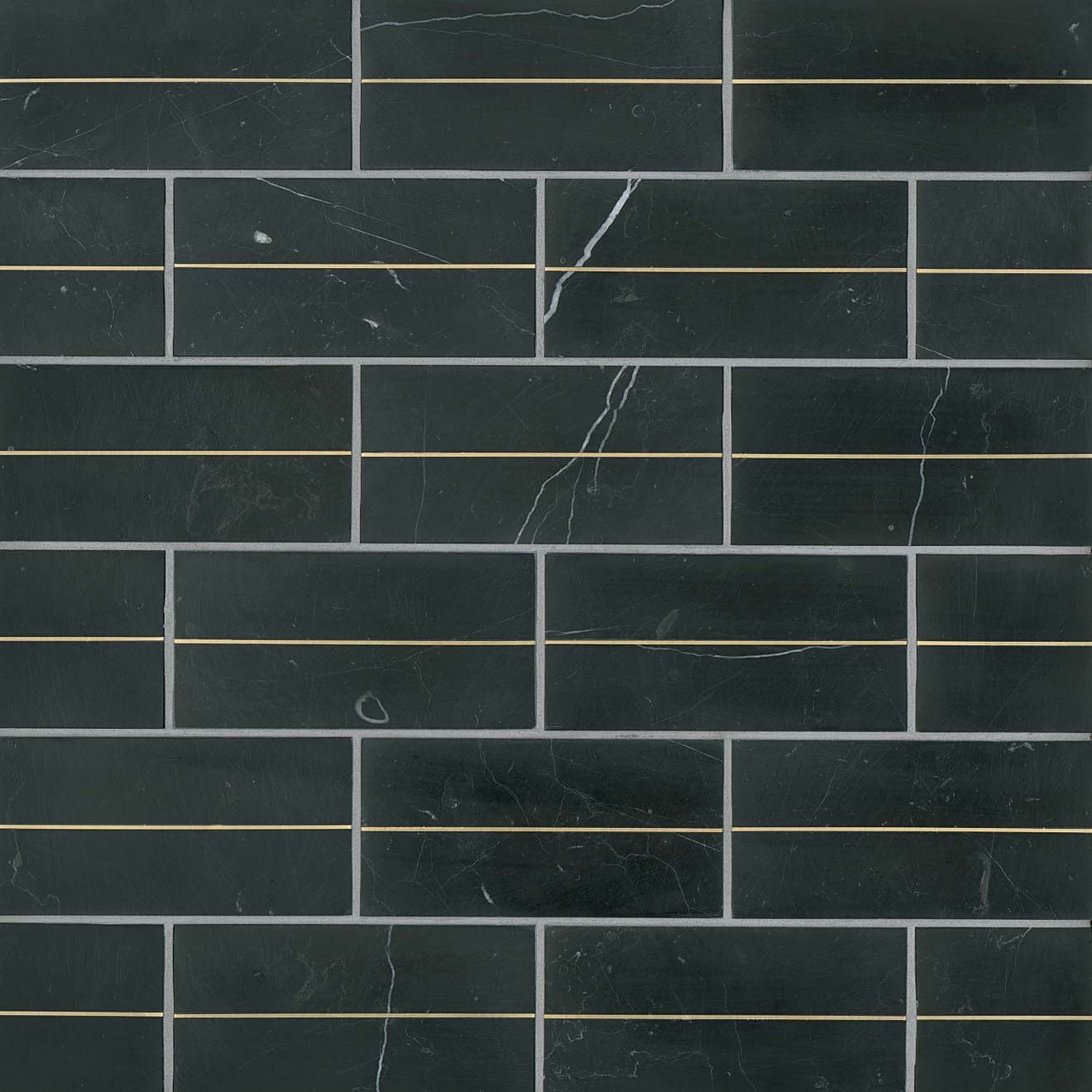 Ferrara Nero 3x6 Decorative Tile W-Brass Honed
