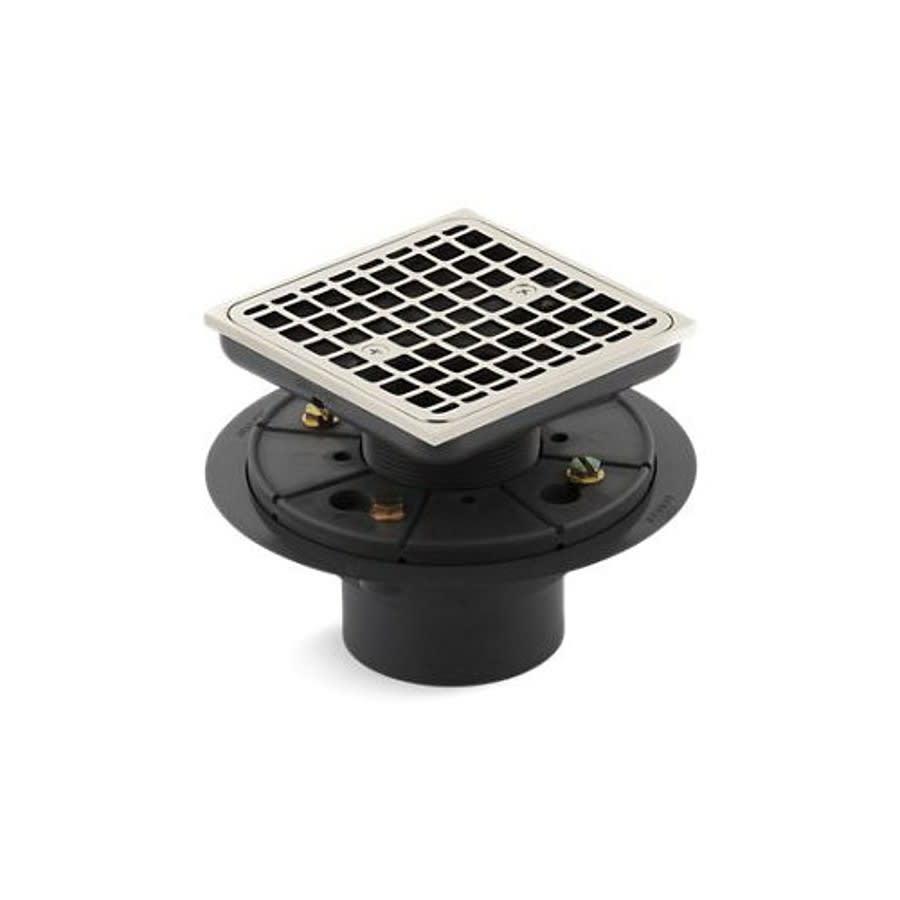 Square Shower Drain, ClearFlo™ Solid Brass Grid, PVC/Brass Drain, Vibrant Polished Nickel - iha3ct1jnaznjklmfbks@2x.jpg