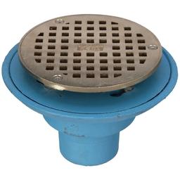 Round Shower Drain, 6-3/8 in OD, 2 in, No-Hub, 5-3/16 in, Nickel Bronze Grid, Cast Iron Drain - iiclbpacvgkyhzxsuiz0@2x.jpg