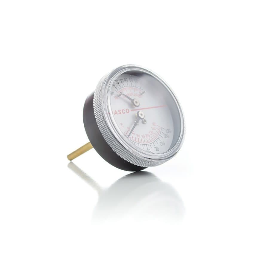Tridicator, 2-1/2 in Dial, 1/4 in Rear Connection, 0 to 75 psi, 60 to 320 deg F