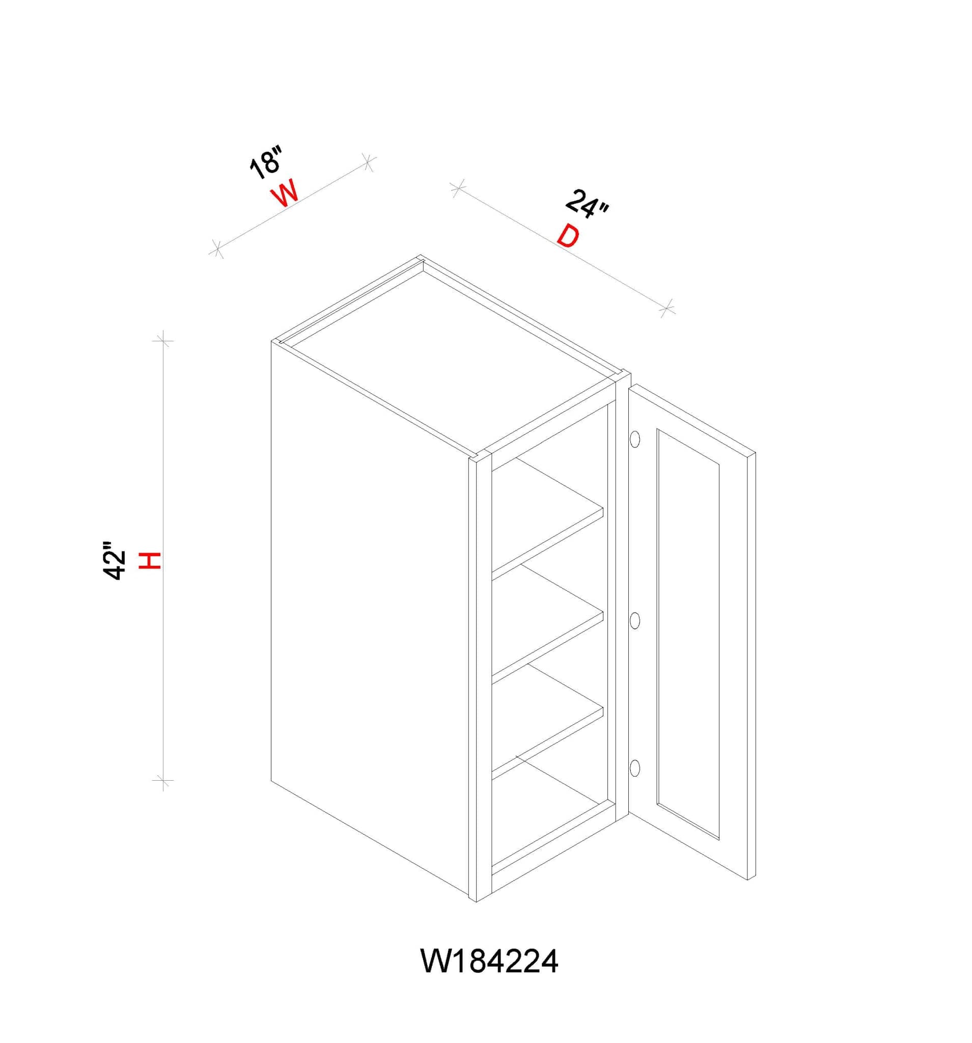 Wall Refrigerator Cabinet - 18"W x 42"H x 24"D