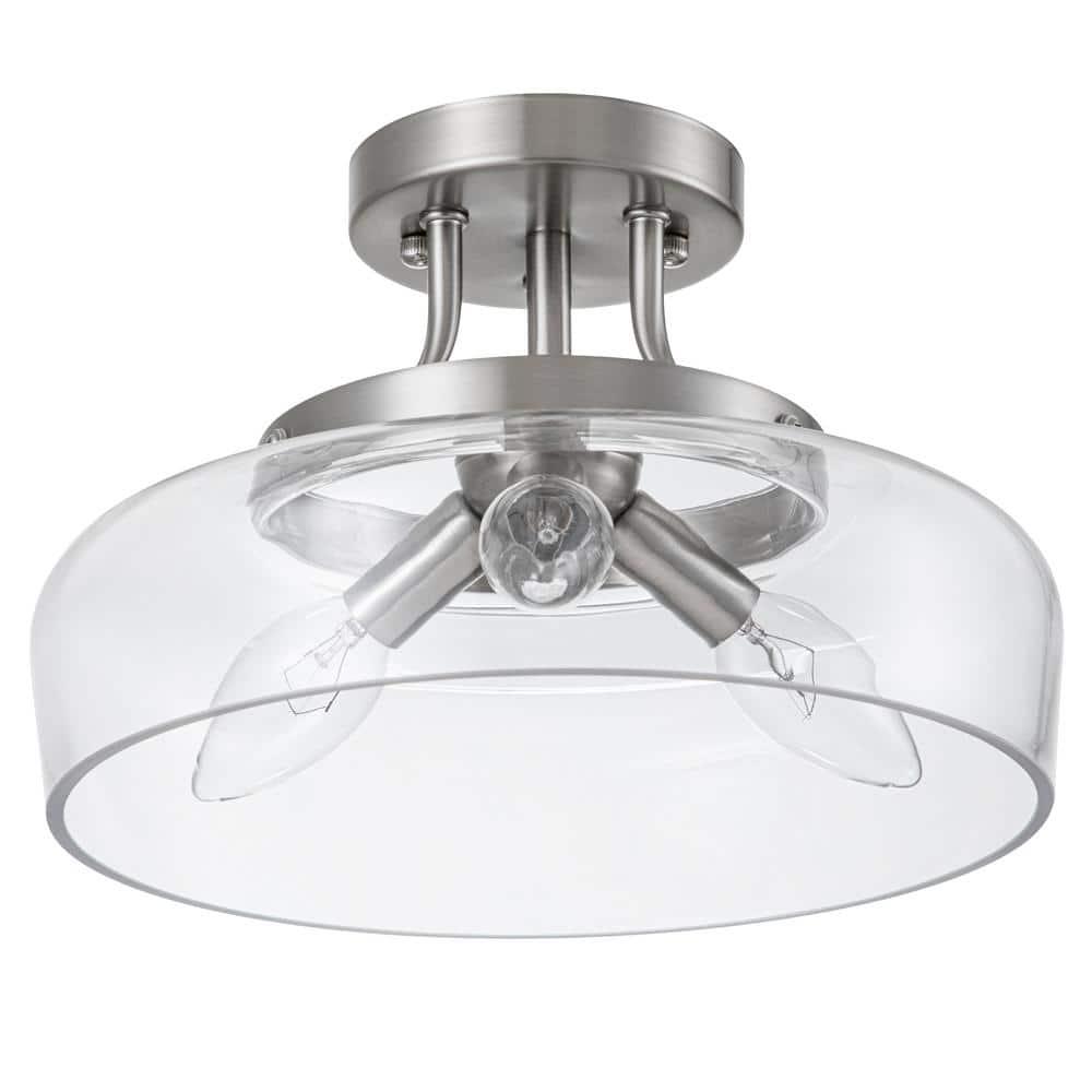 11 in. 3-Light Satin Nickel Transitional Semi-Flush Mount with Clear Glass Shade and No Bulbs Included - ip5kqdltdmdpsgaam638@2x.jpg