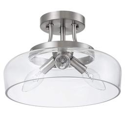 11 in. 3-Light Satin Nickel Transitional Semi-Flush Mount with Clear Glass Shade and No Bulbs Included - ip5kqdltdmdpsgaam638@2x.jpg