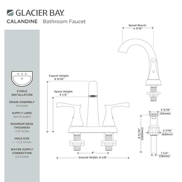 Glacier Bay Calandine 4 in. Centerset 2-Handle Bathroom Faucet with Drain Kit Included in Matte Black HDQF51A1153BL - iqmnkm5yukw5vcn8ydps@2x.jpg