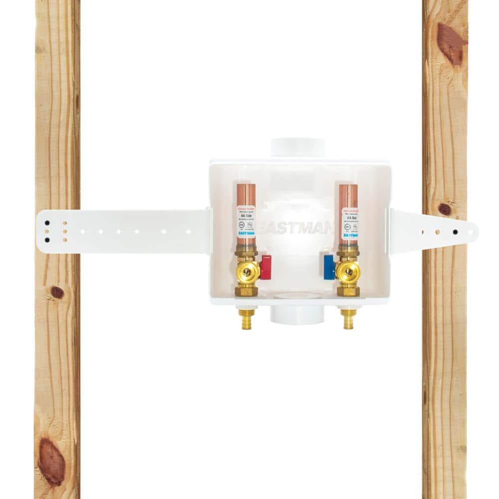 1/2 in. Crimp PEX Plastic Center Drain Washing Machine Outlet Box with Hammer Arrestors - iy8elvjwccbqdmwpa1lw@2x.jpg