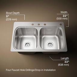 Verse 33" Double Basin Drop In Stainless Steel Kitchen Sink With Four Faucet Holes - jdnxqnuyzjxvdjrbnjwd@2x.jpg