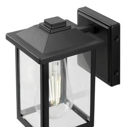 1-Light 7 in. Black Hardwired Classic Outdoor Wall Light Lantern Sconce with Clear Glass - jp4zireljjf8nzaqskel@2x.jpg