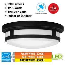 11 in. Round Black Indoor Outdoor LED Flush Mount Ceiling Light Adjustable CCT 830 Lumens Wet Rated Front or Side Door - jpyztiq1duwbnme37iqq@2x.jpg