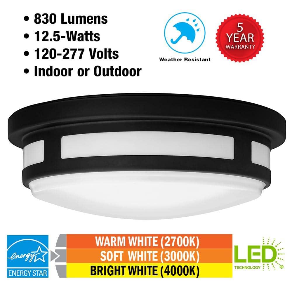 11 in. Round Black Indoor Outdoor LED Flush Mount Ceiling Light Adjustable CCT 830 Lumens Wet Rated Front or Side Door - jpyztiq1duwbnme37iqq@2x.jpg
