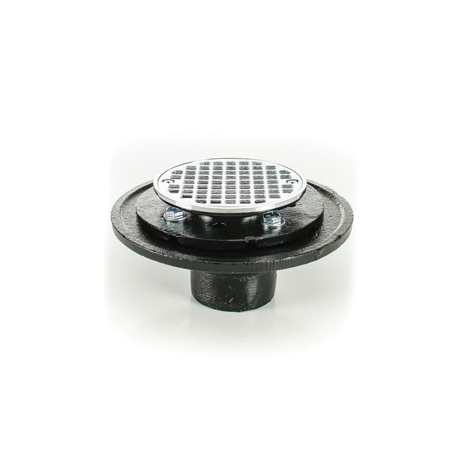 Round Shower and Floor Drain, 2 in, No Hub, Cast Iron Drain, Polished Chrome - ju0tb2ue0wf9gpwdvtaa@2x.jpg