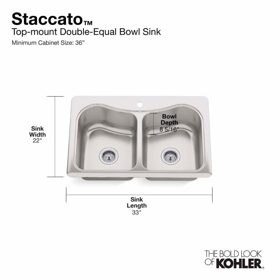 Staccato 33" Double Basin Top-Mount 18-Gauge Stainless Steel Kitchen Sink with SilentShield - juvl0o0vpcwi7ht58bfn@2x.jpg